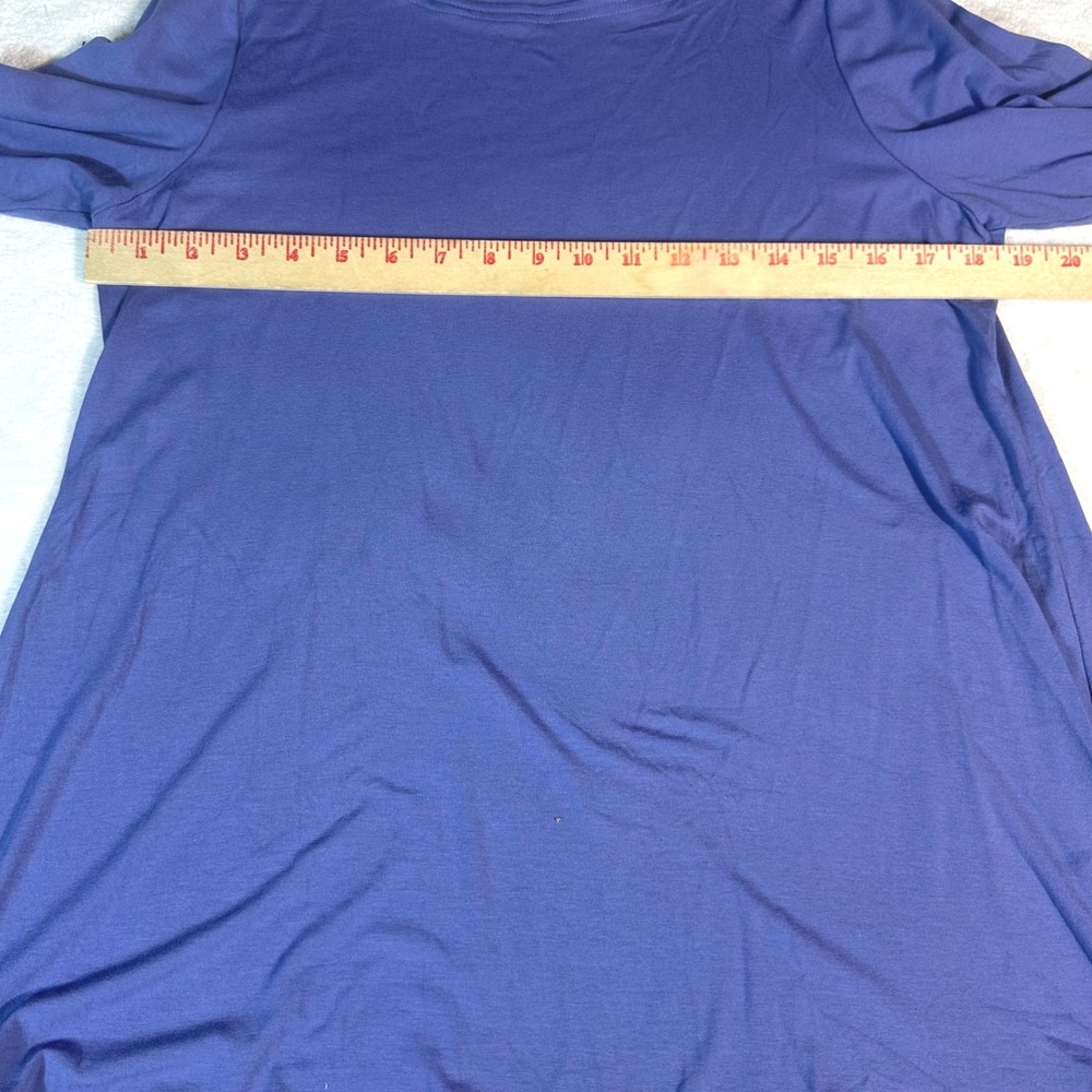 Eileen Fisher Tunic Top Women Medium Blue Long Sleeve Viscose Stretch Flowy - Picture 6 of 8
